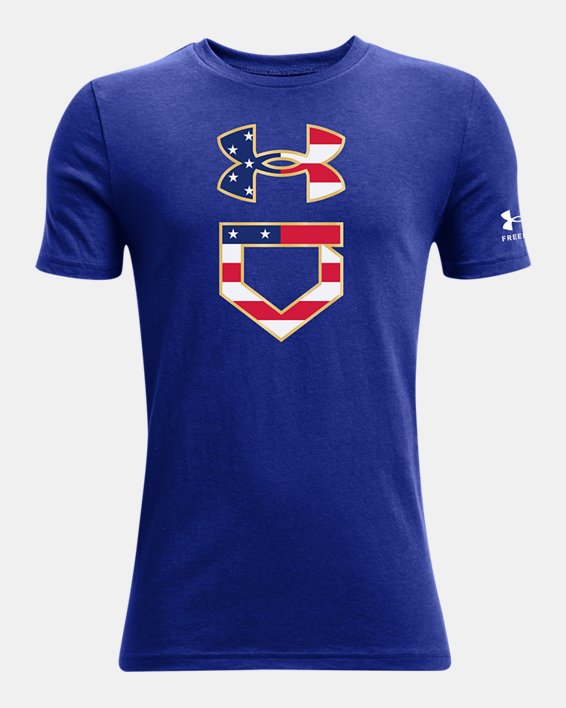 Boys' UA Baseball USA Short Sleeve, Blue, pdpMainDesktop image number 0